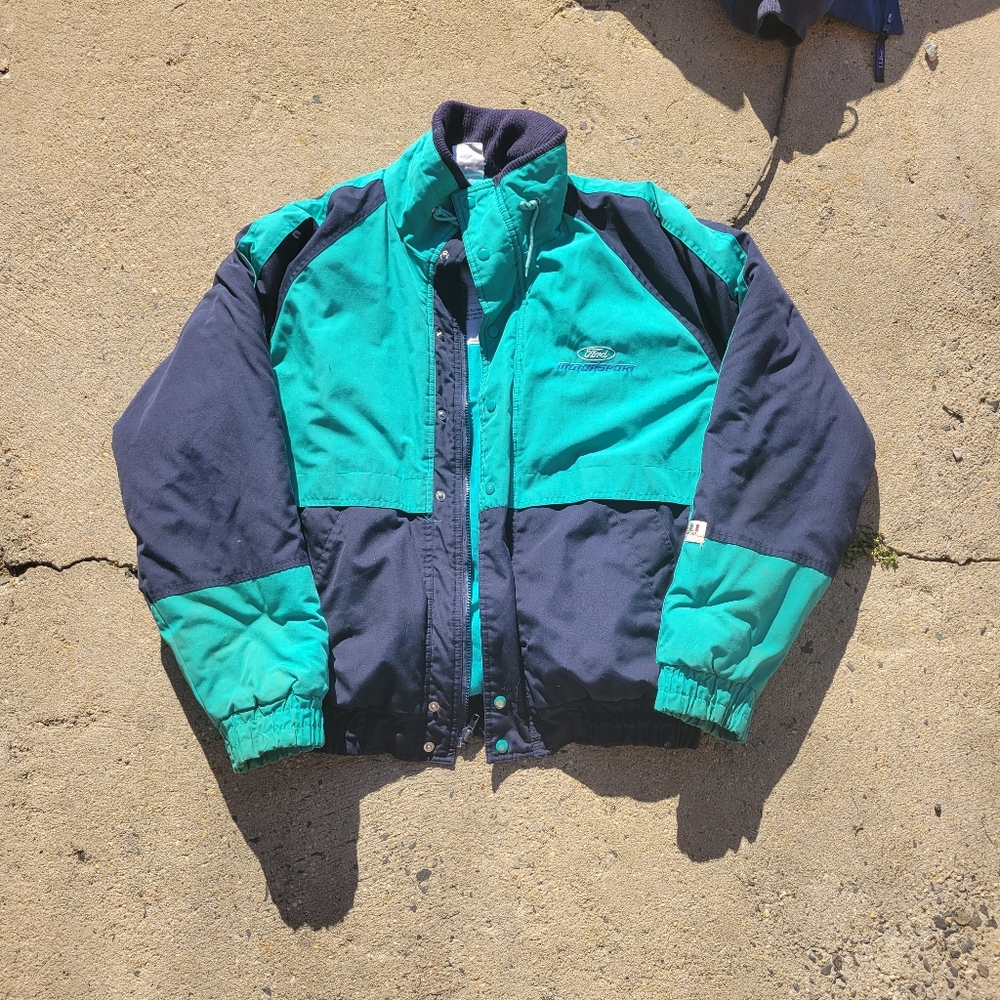 VINTAGE Ford Motorsport Racing Pit Crew Jacket Men Sz M Colorblock Snap Zipper